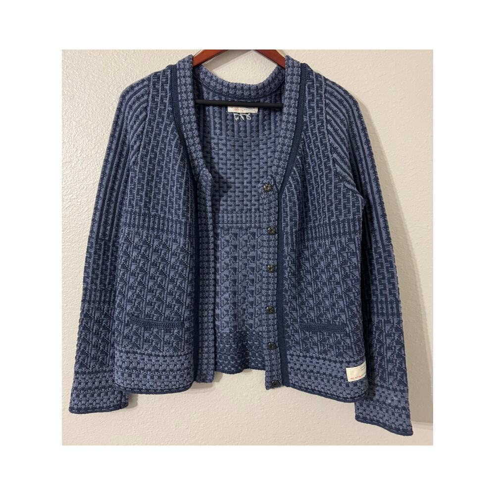 Odd Molly Blue V-Neck Snap Front Knit Cardigan Size 1 US Small/ 6 - Picture 2 of 10